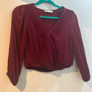 Elegant Burgundy Wrap Top
